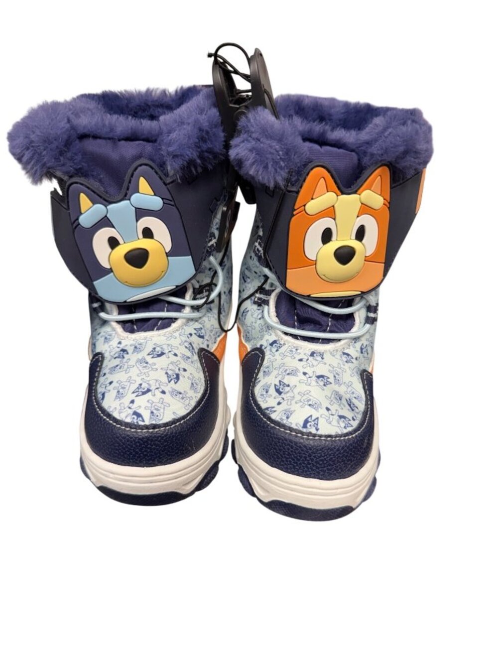 Bluey Kids Winter Boots Furry Lined Blue & Orange Cartoon Themed Size 10